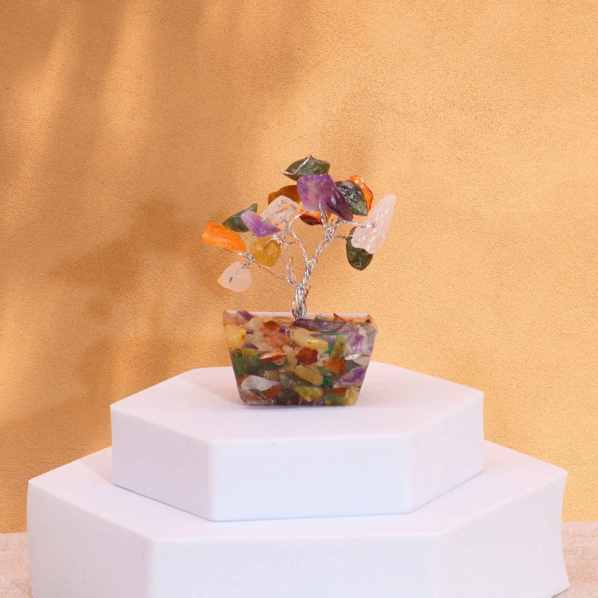 Mini Gemstone Tree on Orgonite Base - Multi Stones