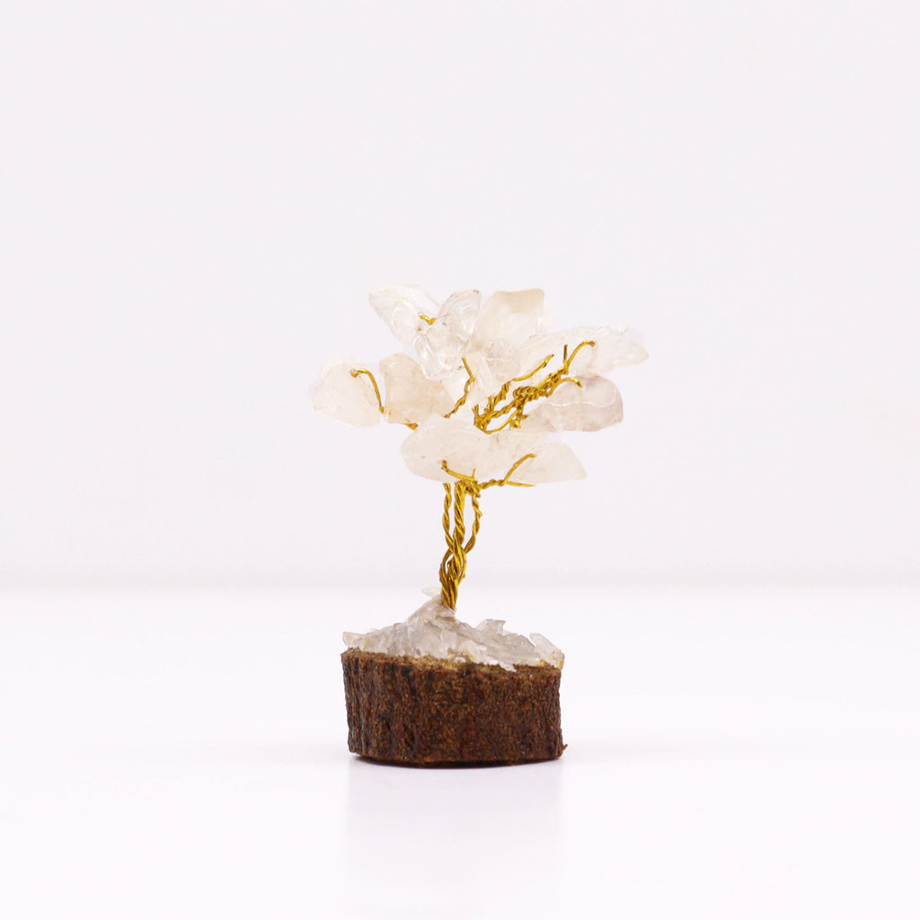 Mini Gemstone Tree On Wood Base - Rock Quartz