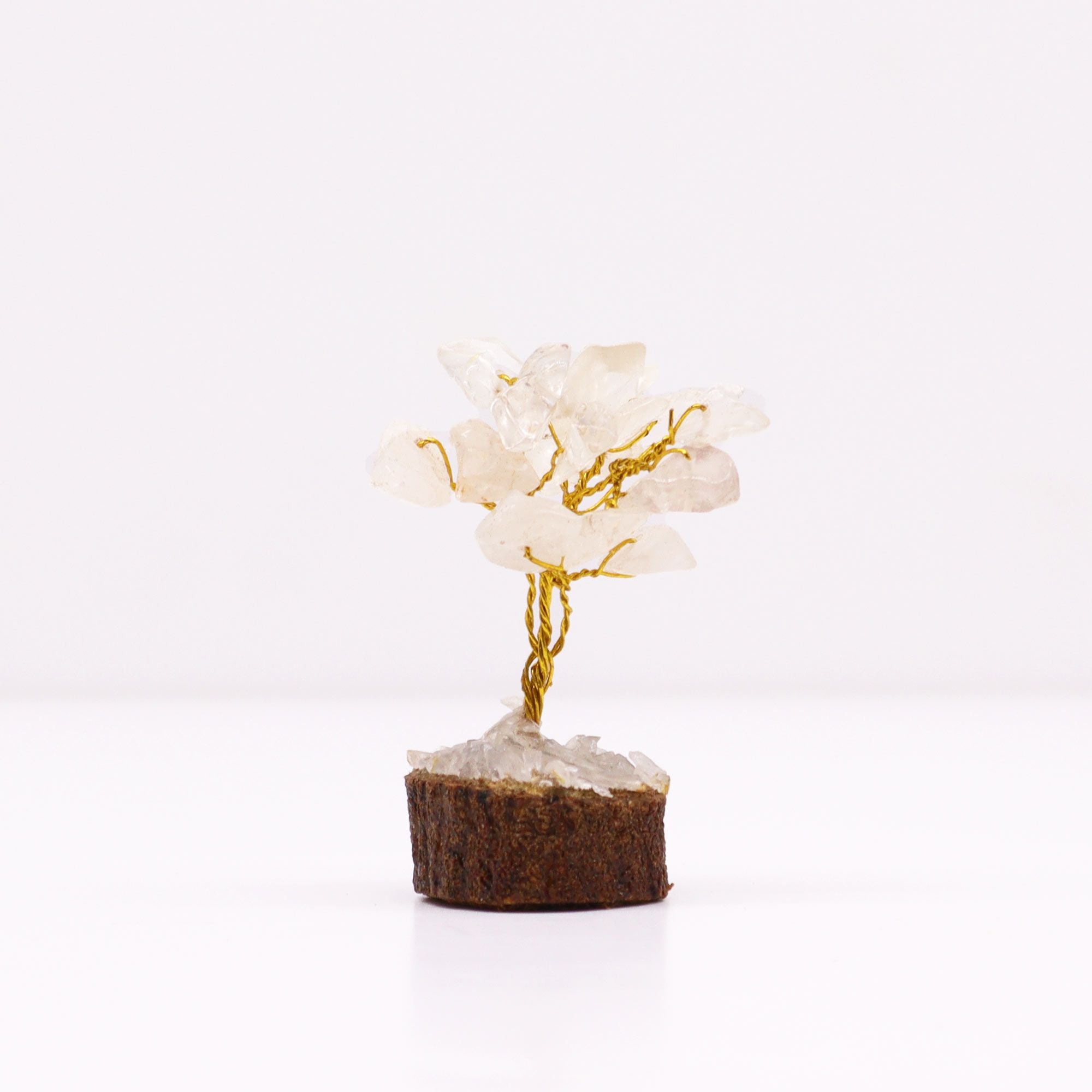 Mini Gemstone Tree On Wood Base - Rock Quartz