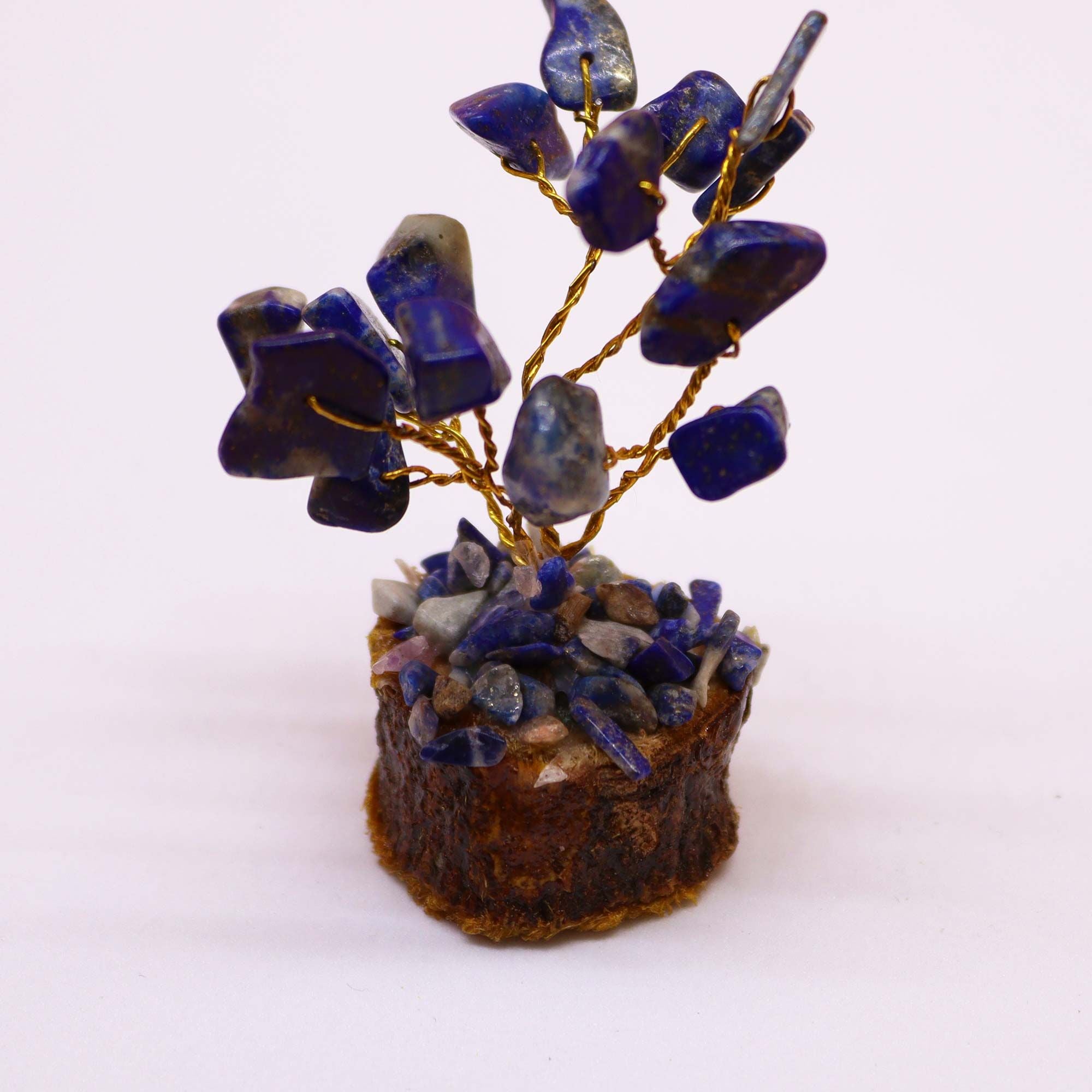 Mini Gemstone Tree On Wood Base - Sodalite