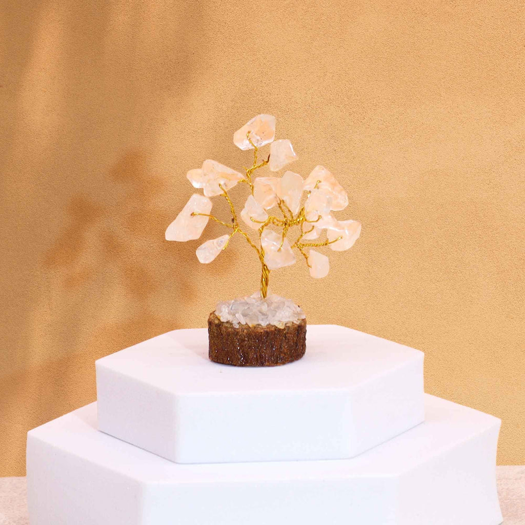 Mini Gemstone Tree On Wood Base - Rock Quartz