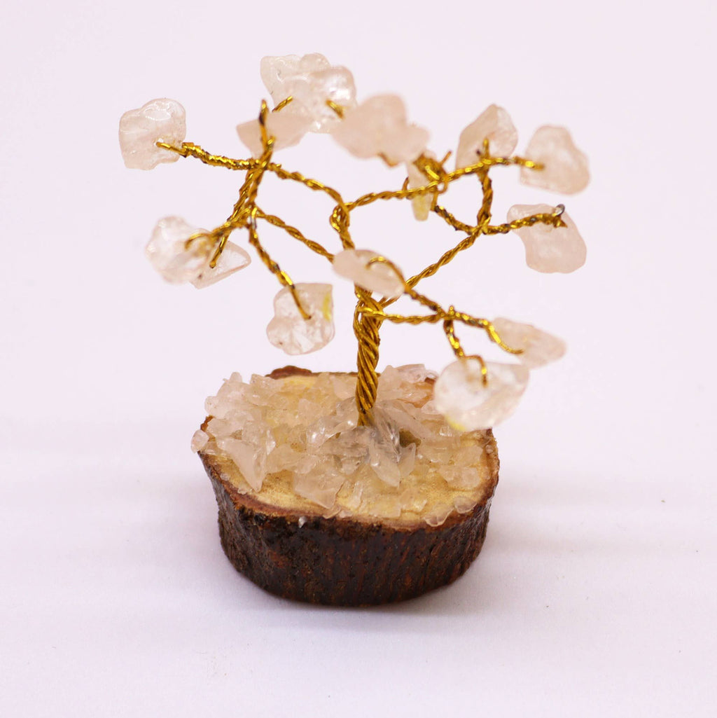Mini Gemstone Tree On Wood Base - Rock Quartz