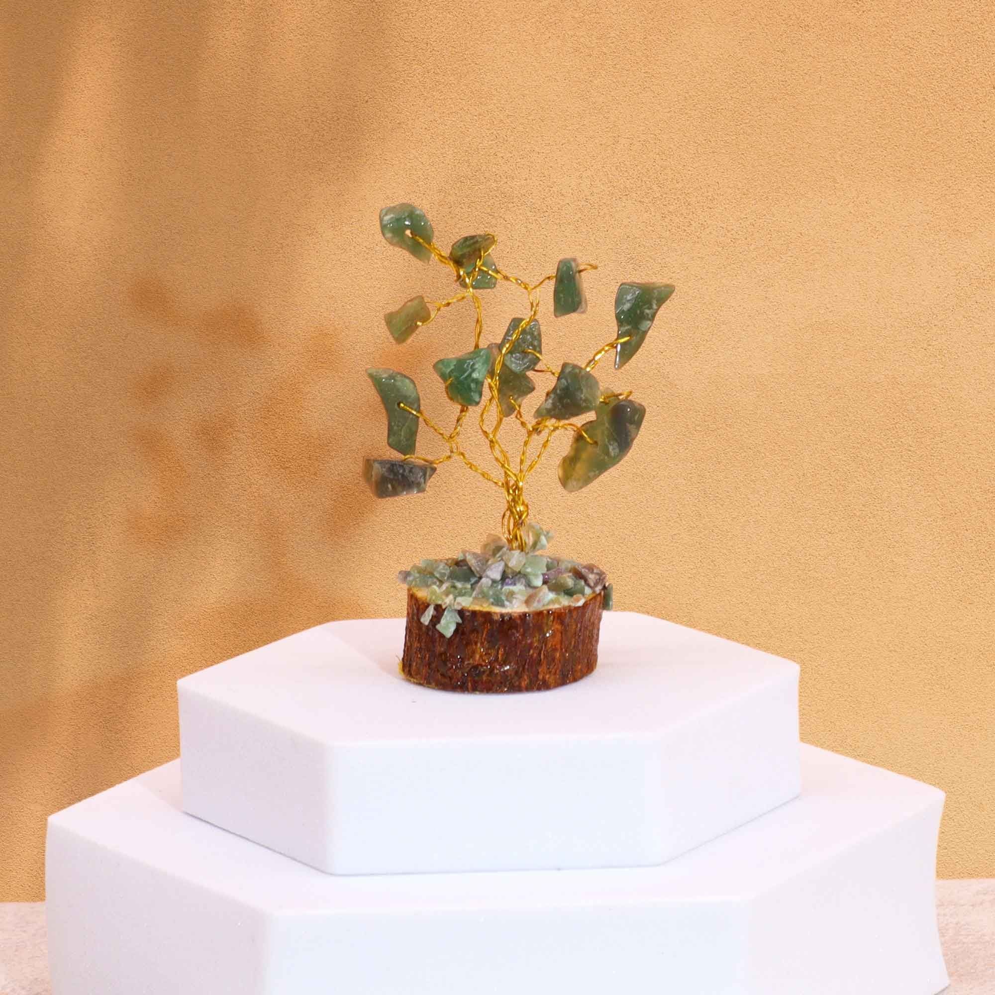 Mini Gemstone Tree On Wood Base - Green Aventurine