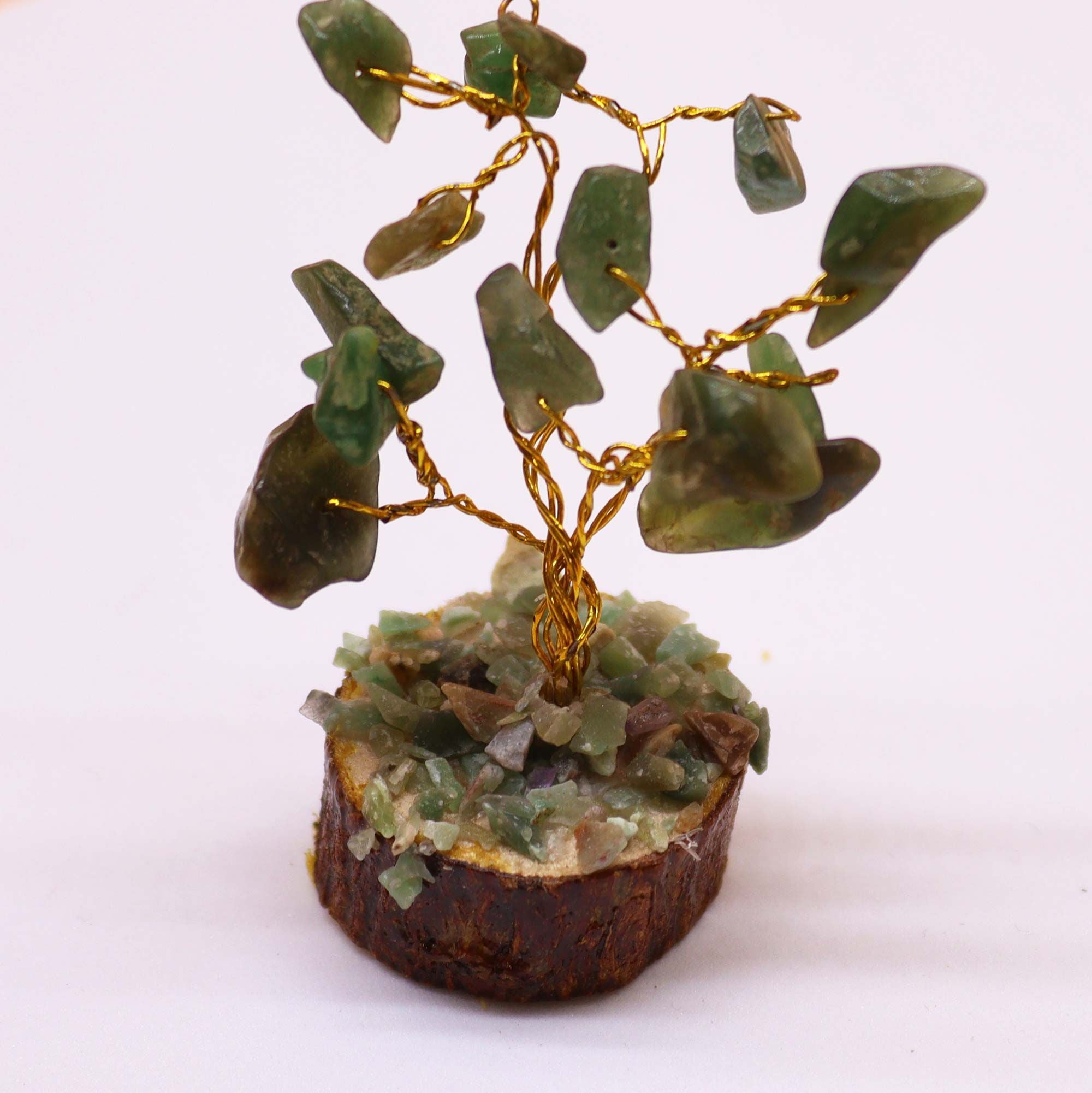 Mini Gemstone Tree On Wood Base - Green Aventurine