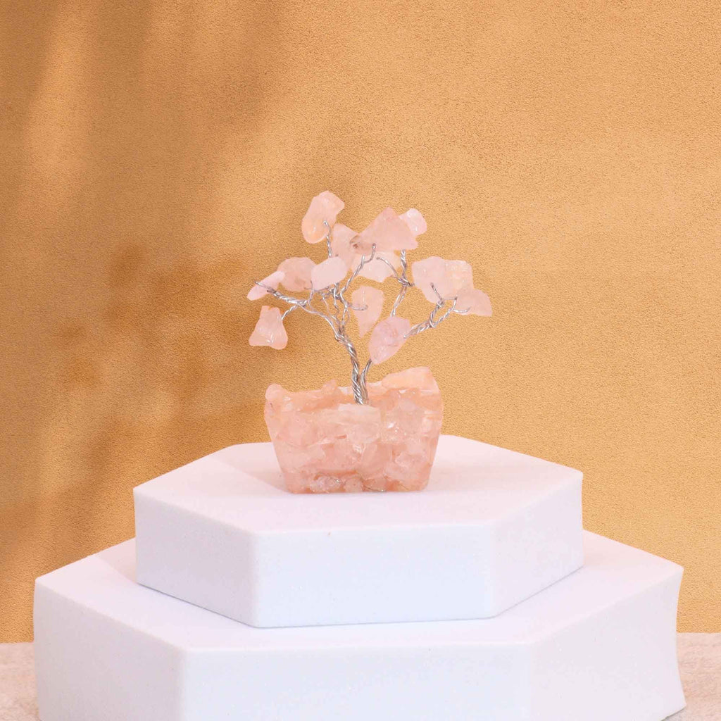 Mini Gemstone Tree On Orgonite Base - Rose Quartz
