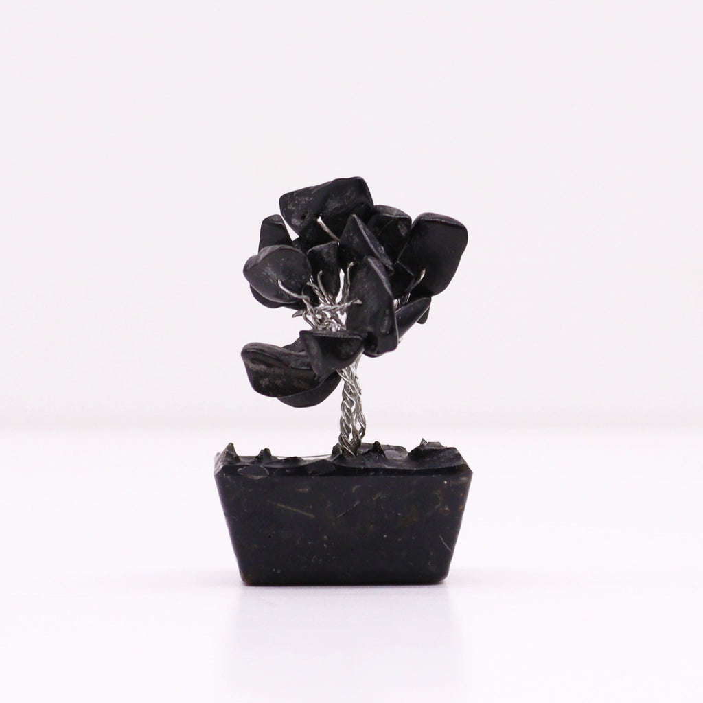 Mini Gemstone Tree On Orgonite Base - Black Agate