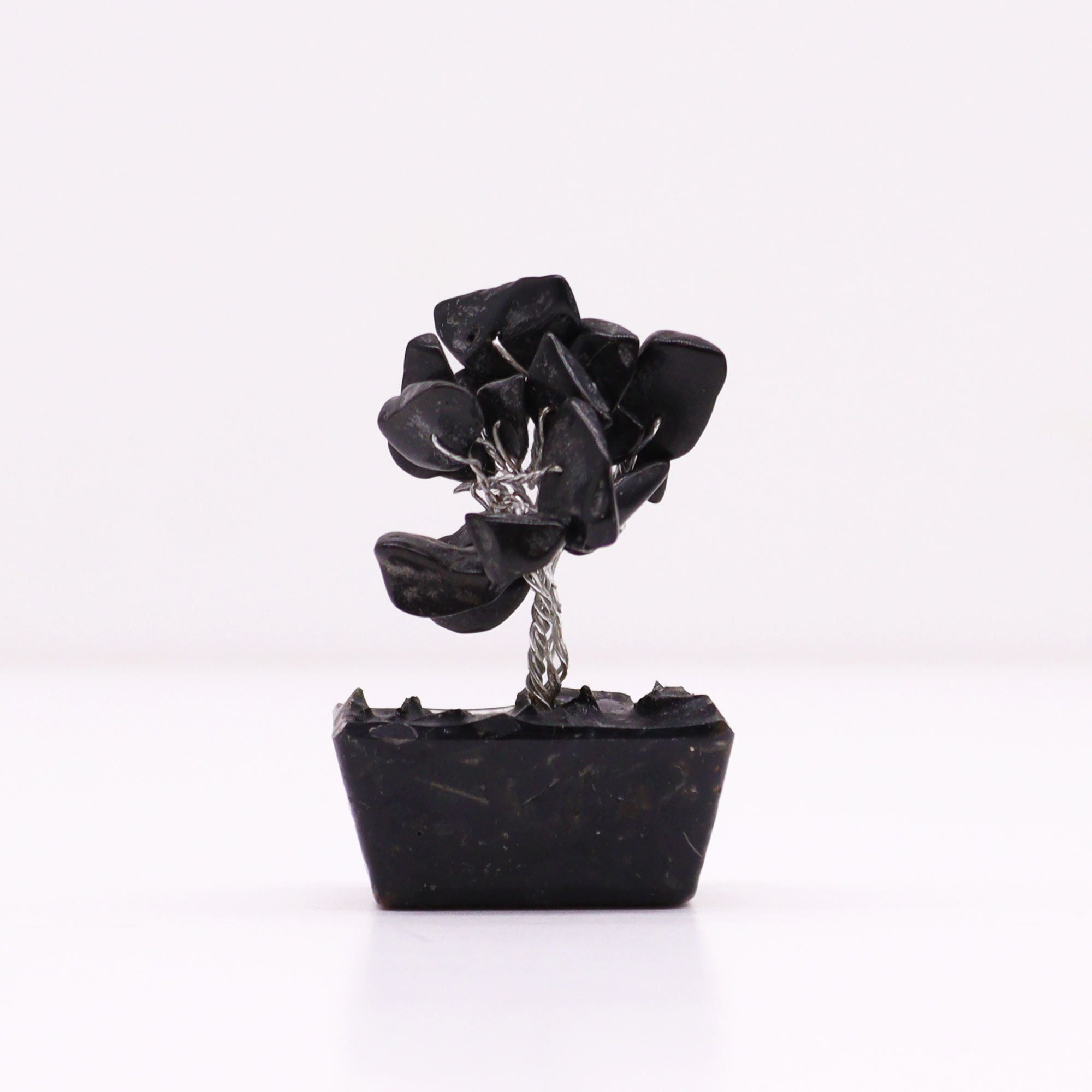 Mini Gemstone Tree On Orgonite Base - Black Agate