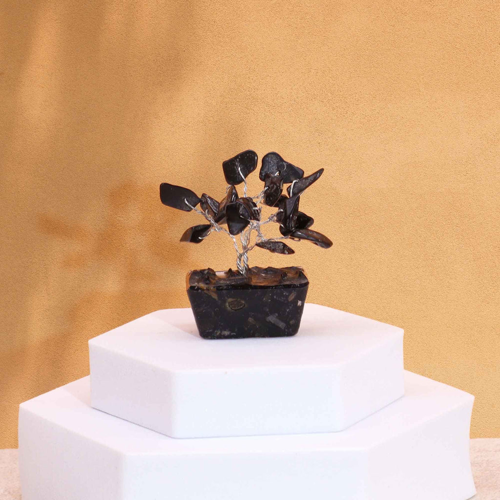 Mini Gemstone Tree On Orgonite Base - Black Agate