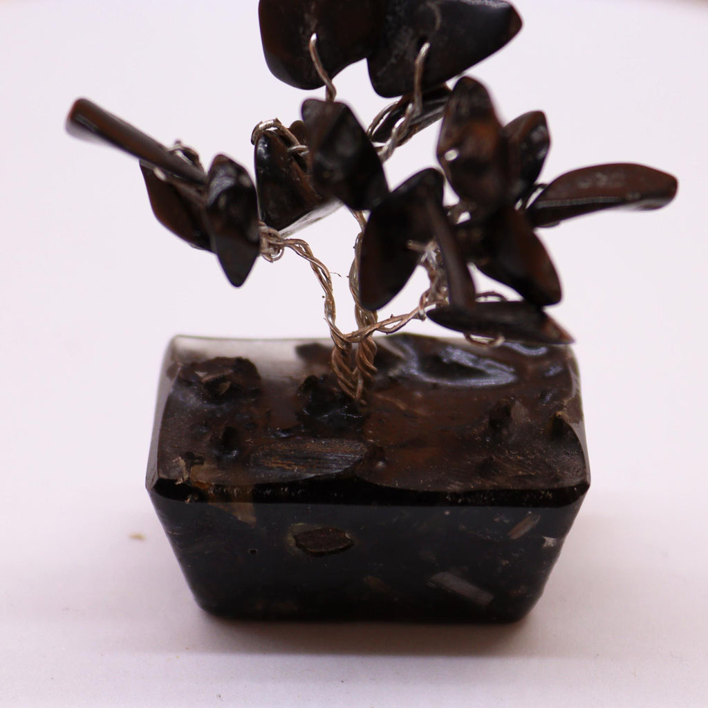 Mini Gemstone Tree On Orgonite Base - Black Agate
