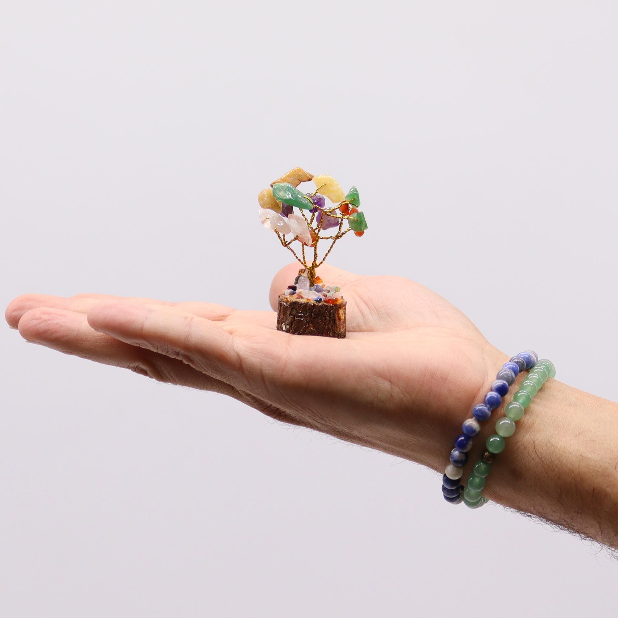 Mini Gemstone Tree On Wood Base - Multi Stones