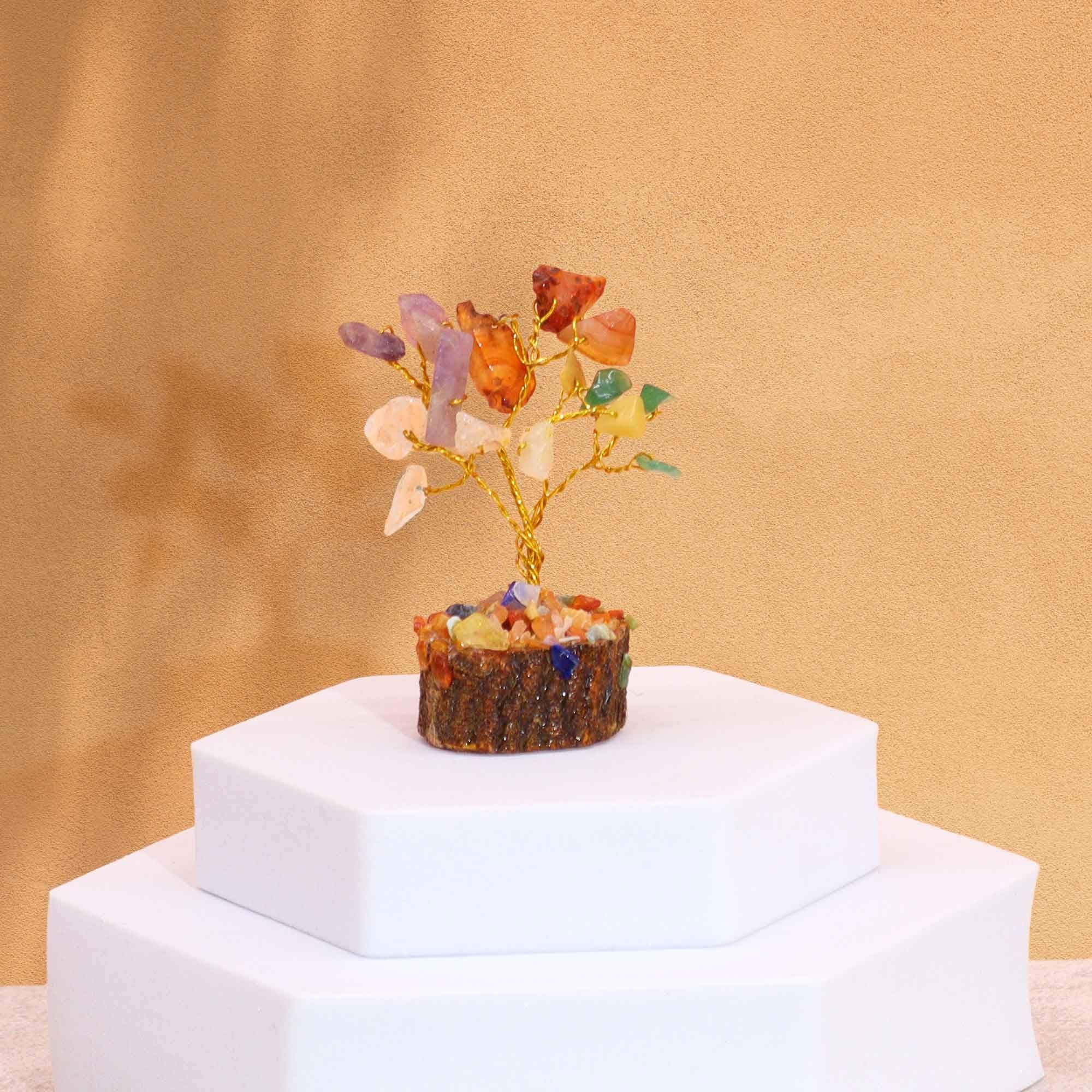 Mini Gemstone Tree On Wood Base - Multi Stones