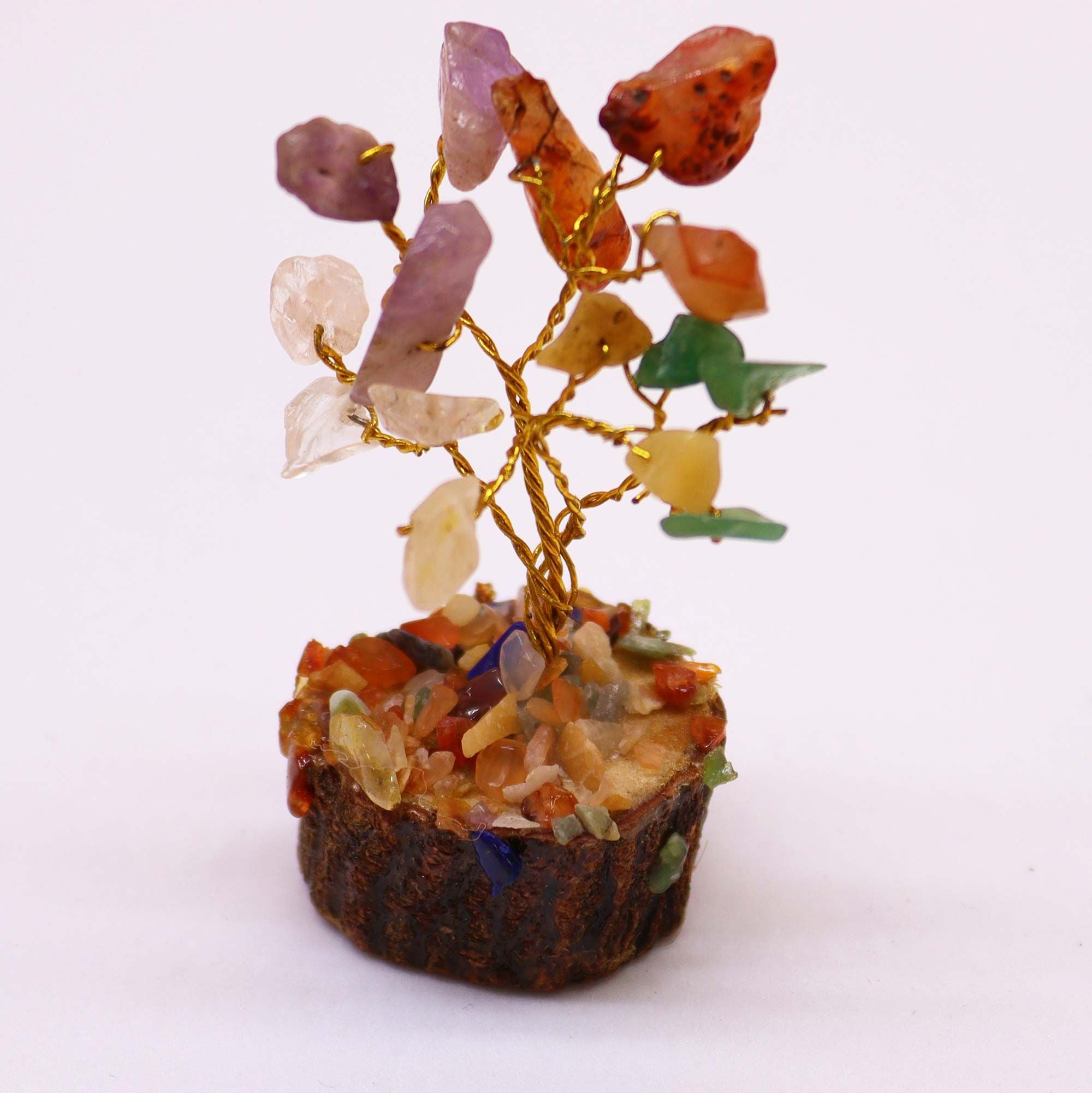 Mini Gemstone Tree On Wood Base - Multi Stones
